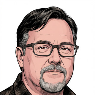 Drawn portrait of Ronald Tidd.